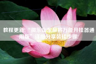 教程更新!“微乐山东麻将万能开挂器通用版”详细分享装挂步骤!