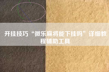 开挂技巧“微乐麻将能下挂吗	”详细教程辅助工具