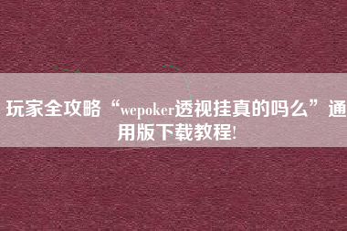 玩家全攻略“wepoker透视挂真的吗么”通用版下载教程!