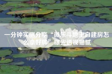 一分钟实测分享“微乐斗地主自建房怎么拿好牌”曝光透视猫腻