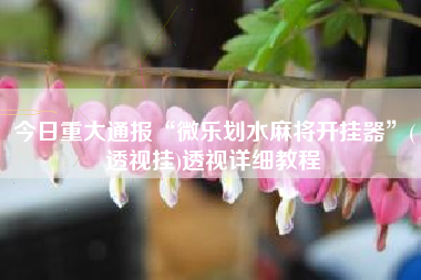 今日重大通报“微乐划水麻将开挂器	”(透视挂)透视详细教程