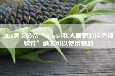2026房卡必备“wepoker私人局辅助挂透视软件	”确实可以使用辅助