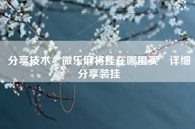 分享技术“微乐麻将挂在哪里买	”详细分享装挂