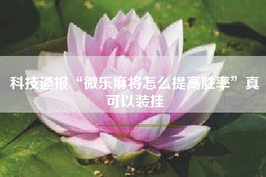 科技通报“微乐麻将怎么提高胜率	”真可以装挂