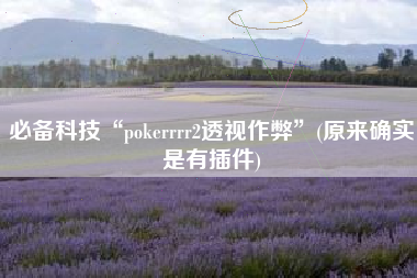 必备科技“pokerrrr2透视作弊	”(原来确实是有插件)