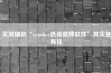 实测辅助“wepoker透视底牌软件	”其实是有挂