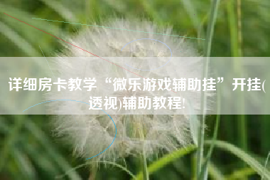 详细房卡教学“微乐游戏辅助挂	”开挂(透视)辅助教程!
