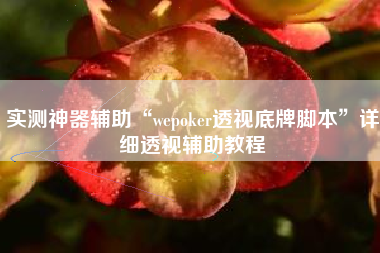 实测神器辅助“wepoker透视底牌脚本	”详细透视辅助教程