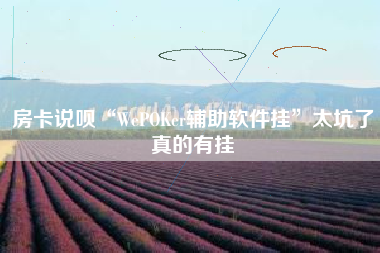 房卡说呗“WePOKer辅助软件挂	”太坑了真的有挂