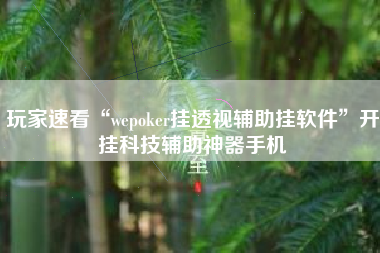 玩家速看“wepoker挂透视辅助挂软件”开挂科技辅助神器手机