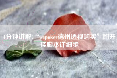 4分钟讲解!“wepoker德州透视购买”附开挂脚本详细步