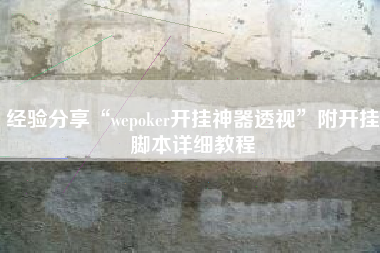 经验分享“wepoker开挂神器透视”附开挂脚本详细教程
