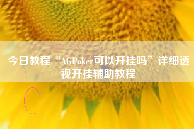 今日教程“AGPoker可以开挂吗”详细透视开挂辅助教程