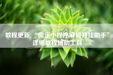 教程更新!“微乐小程序麻将开挂助手”详细教程辅助工具