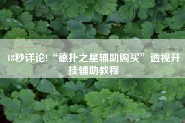 18秒详论!“德扑之星辅助购买”透视开挂辅助教程