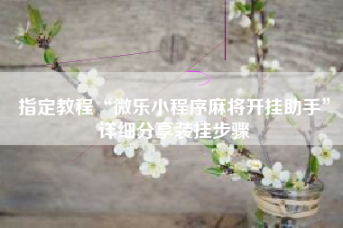 指定教程“微乐小程序麻将开挂助手	”详细分享装挂步骤