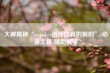 大神揭秘“wepoker透视挂真的假的”(必备工具)辅助教学