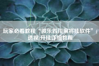 玩家必看教程“微乐四川麻将挂软件”(透视)开挂详细教程