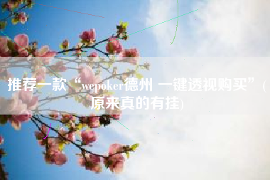 推荐一款“wepoker德州 一键透视购买	”(原来真的有挂)