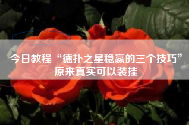 今日教程“德扑之星稳赢的三个技巧”原来真实可以装挂
