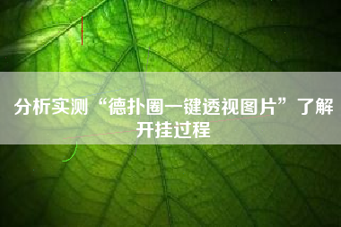 分析实测“德扑圈一键透视图片”了解开挂过程