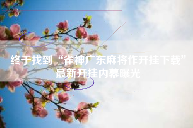 终于找到“雀神广东麻将作开挂下载”最新开挂内幕曝光