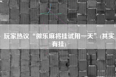 玩家热议“微乐麻将挂试用一天	”(其实有挂)