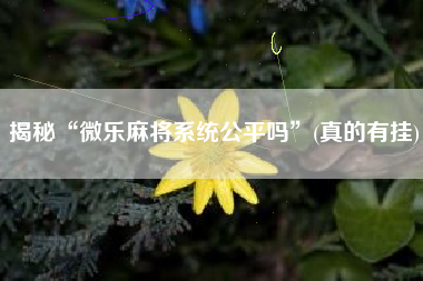 揭秘“微乐麻将系统公平吗	”(真的有挂)