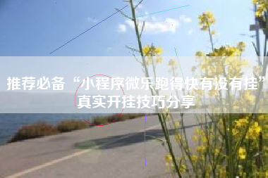 推荐必备“小程序微乐跑得快有没有挂	”真实开挂技巧分享