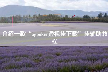 介绍一款“agpoker透视挂下载”挂辅助教程