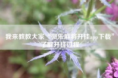 我来教教大家“微乐麻将开挂app下载”了解开挂过程