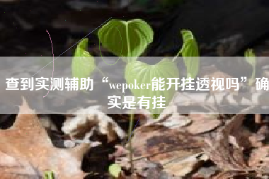 查到实测辅助“wepoker能开挂透视吗	”确实是有挂