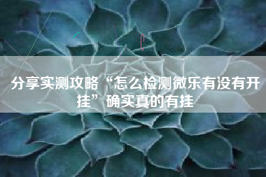 分享实测攻略“怎么检测微乐有没有开挂	”确实真的有挂