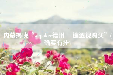 内幕揭晓“wepoker德州 一键透视购买”(确实有挂)