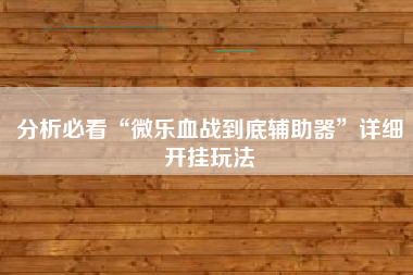分析必看“微乐血战到底辅助器”详细开挂玩法