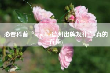 必看科普“wepoker德州出牌规律”(真的有挂)