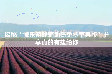 揭秘“微乐游戏辅助器免费苹果版	”分享真的有挂给你
