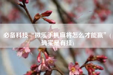 必备科技“微乐手机麻将怎么才能赢”(确实是有挂)