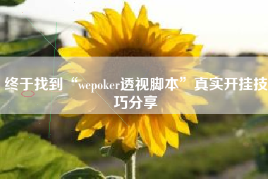 终于找到“wepoker透视脚本	”真实开挂技巧分享