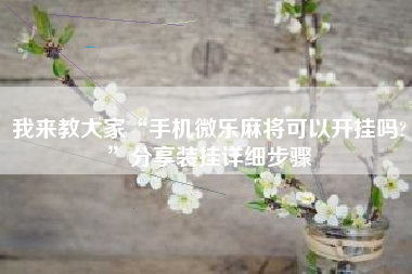 我来教大家“手机微乐麻将可以开挂吗?”分享装挂详细步骤