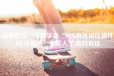 玩家热议“简单学会“WPK有透明挂插件吗(详细透	”太坑人了,真的有挂