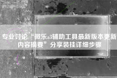 专业讨论“微乐a3辅助工具最新版本更新内容摘要”分享装挂详细步骤