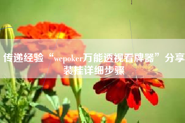 传递经验“wepoker万能透视看牌器”分享装挂详细步骤