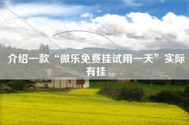 介绍一款“微乐免费挂试用一天”实际有挂