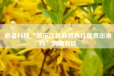 必备科技“微乐江苏麻将有挂能查出来吗”的确有挂