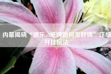 内幕揭晓“微乐a3纸牌如何发好牌”详细开挂玩法