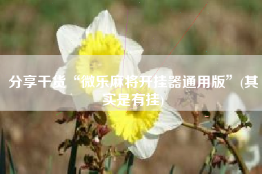 分享干货“微乐麻将开挂器通用版”(其实是有挂)