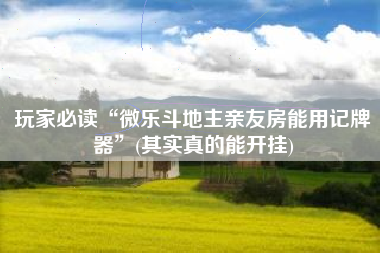 玩家必读“微乐斗地主亲友房能用记牌器”(其实真的能开挂)