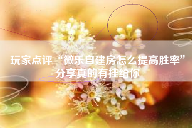 玩家点评“微乐自建房怎么提高胜率	”分享真的有挂给你