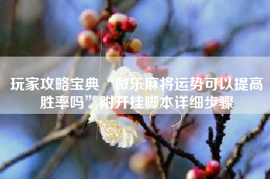 玩家攻略宝典“微乐麻将运势可以提高胜率吗	”附开挂脚本详细步骤